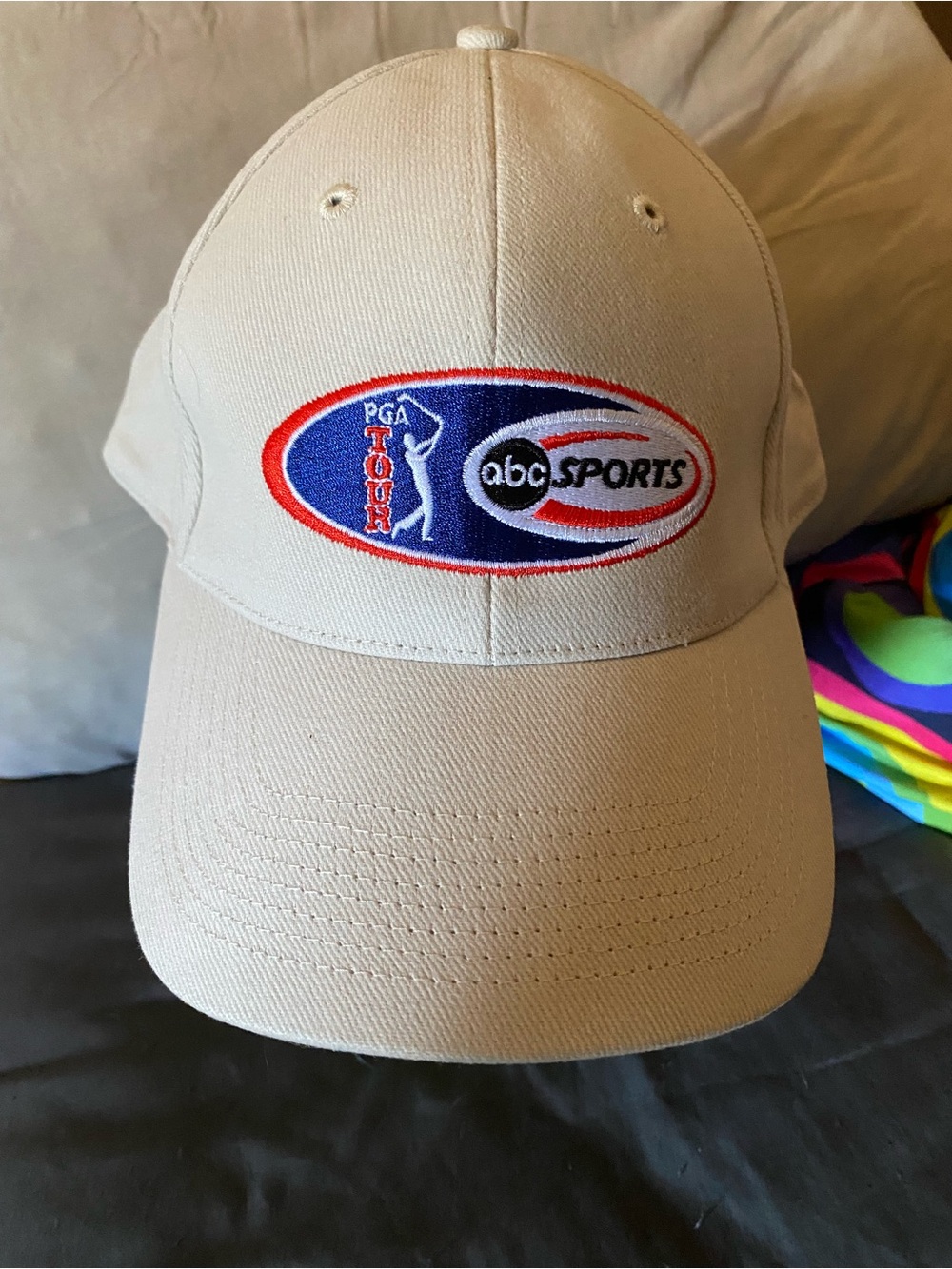 NWT Beige PGA Tour ABC Sports Embroidered Golf Cap
